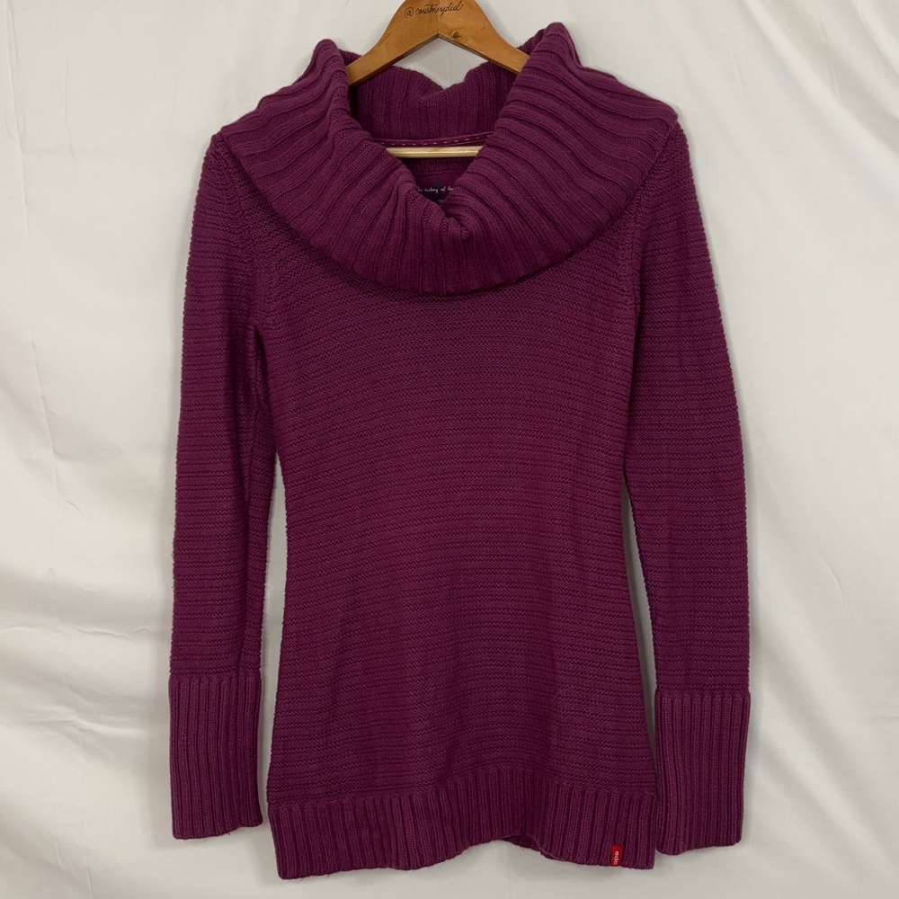 edc by Espirit Purple (Dark Plum) Cowl Neck Sweater in M | Medium